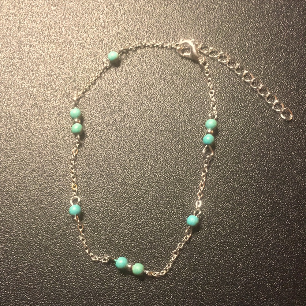 Silver Tone Turquoise Anklet